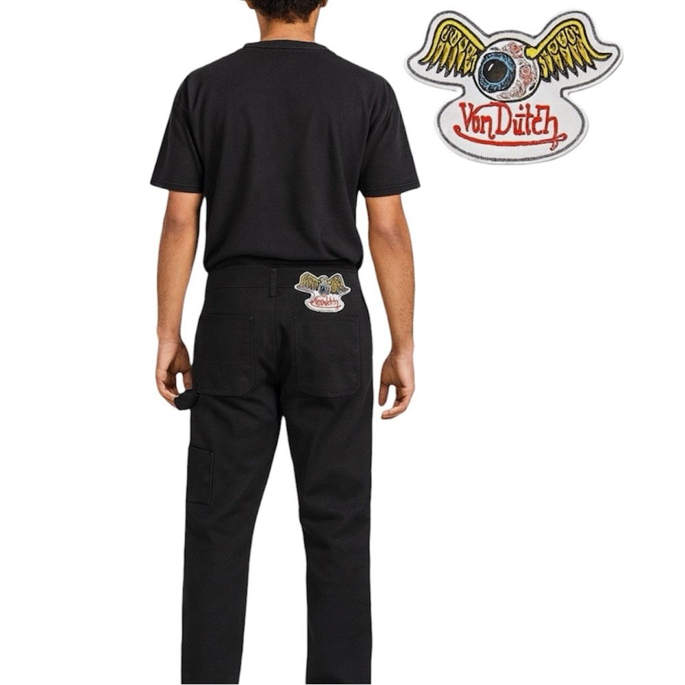 Von Dutch Jeans Double Knee Carpenter Flying Eyeball Patch Men’s Size 38X30